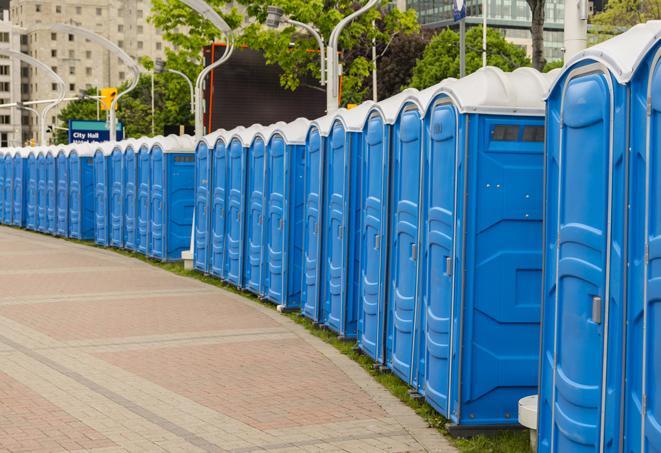 Seasonal porta potty units set up at a Puyallup, Washington venue